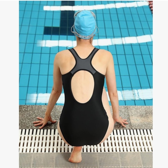 Womens One Piece Swimsuit Athletic Bathing Suits Training Sport Swimwear NWT L - Picture 3 of 4